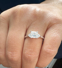 Load image into Gallery viewer, Princess Shape And Round Cut Sides Engagement Ring Three Stone Style IGI Certified 14K Solid White Gold Wedding Bridal Ring 2.00ctw
