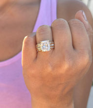 Load image into Gallery viewer, Radiant Cut Center And Round Cut Sides Diamond Sides Engagement Ring IGI Certified 14k Solid And Heavy Yellow Gold Wedding Ring 5.00ct G-VS2
