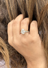 Load image into Gallery viewer, Oval Shape Moissanite And Round Cut Sides Engagement Ring And Matching Band 14k Solid Yellow Gold Bridal Ring Solitaire Wedding Ring 3.30ctw
