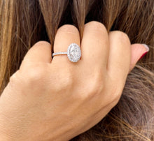 Load image into Gallery viewer, Oval Shape Moissanite And Round Cut Sides Engagement Ring Halo Style Wedding Ring Women's Bridal Ring For Her 14k Solid White Gold 3.50ctw
