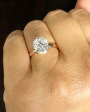 Load image into Gallery viewer, Oval Shape Moissanite Engagement Ring Solitaire Four Prong Set Bridal Wedding Ring For Her Minimalist Design 14k Solid Rose Gold 3.00ct
