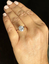 Load image into Gallery viewer, Oval Shape Diamond Engagement Ring Solitaire Ring IGI Certified 14k Solid Rose Gold Bridal Ring Wedding Four Prong Set Ring 3.00ct F-VS2
