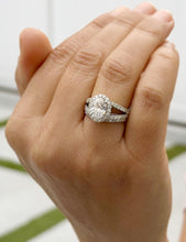 Load image into Gallery viewer, GIA Certified Natural Oval Shape Diamond and Round Cut Sides Engagement Ring And Matching Band Halo Style 14k White Gold Wedding Ring 2.50ct
