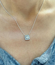 Load image into Gallery viewer, Round Cut CVD Diamond Pendant And Chain Bridal Wedding Gift For Her Filigree Halo Dainty 14k Solid White Gold Necklace And Chain 0.95ctw
