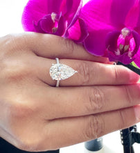 Load image into Gallery viewer, Pear Shape And Round Cut Diamonds Engagement Ring IGI Certified 14k Solid White Gold Hidden Halo Style Wedding Ring 5.50ctw G-VS2
