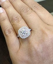 Load image into Gallery viewer, GIA Certified Natural Cushion Cut And Round Cut Diamond Engagement Ring Double Halo Double Halo Women's 14k Solid White And Rose Gold 3.00ct
