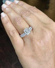 Load image into Gallery viewer, GIA Certified Emerald Cut And Round Cut Natural Diamond Engagement Ring And Matching Band Bridal Set 14k Solid White Gold Wedding Set 2.40ct
