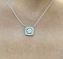 Load image into Gallery viewer, Round Cut CVD Diamond Pendant And Chain Bridal Wedding Gift For Her Filigree Halo Dainty 14k Solid White Gold Necklace And Chain 0.95ctw
