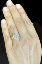 Load image into Gallery viewer, Cushion Cut Moissanite And Round Cut Natural Diamonds Sides In 14K Solid Yellow Gold Engagement Ring And Matching Band Four Prong set 5.20ct
