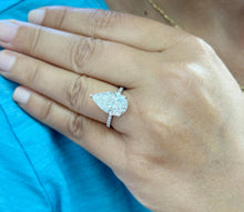 Load image into Gallery viewer, Pear Shape Moissanite And Round Cut Sides Engagement Ring Hidden Halo Style Bridal Ring Women's Wedding Ring In 14k Solid White Gold 5.50ctw
