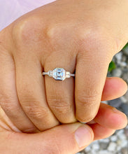Load image into Gallery viewer, Asscher Cut Center Moissanite And Baguettes Sides Engagement Ring Bezel Set In 14K Solid White Gold Bridal Ring For Her Wedding Ring1.30ctw
