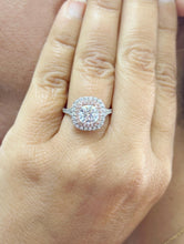 Load image into Gallery viewer, Cushion Cut And Round Cut Diamond Engagement Ring Double Halo IGI Certified Double Halo Women's 14k Solid White And Rose Gold 3.00ct G-VS2
