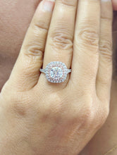 Load image into Gallery viewer, GIA Certified Natural Cushion Cut And Round Cut Diamond Engagement Ring Double Halo Double Halo Women's 14k Solid White And Rose Gold 3.00ct
