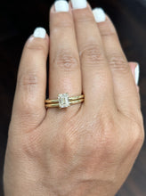 Load image into Gallery viewer, Emerald Cut Diamond Engagement Ring IGI Certified Set In 14K Solid Yellow Gold Solitaire Ring And Band Inner Halo Wedding Ring 1.60ctw G-VS2
