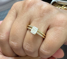 Load image into Gallery viewer, GIA Certified Emerald Cut Natural Diamond Engagement Ring Set In 14K Solid Yellow Gold Solitaire Ring And Band Inner Halo Wedding Ring 1.60
