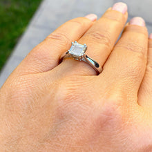 Load image into Gallery viewer, Asscher Cut Diamond Engagement Ring IGI Certified 14k Solid And Heavy White Gold Four Double Prong Set Solitaire Wedding Ring 1.00ct F-VS2

