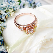 Load image into Gallery viewer, Round Cut CVD  Diamond Engagement Ring Art Deco Antique Style Three Stone Style 14k Solid Rose Gold Bridal Ring Filigree Wedding Ring 0.60ct

