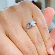 Load image into Gallery viewer, Pear Shape And Round Cut Sides Diamonds Engagement Ring IGI Certified 14k Solid White Gold Antique Filigree Style Bridal Wedding Ring 1.20ct
