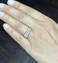 Load image into Gallery viewer, Two Pieces Round Cut Moissanites Band Anniversary Band Half Eternity 14k Solid Yellow Gold Prong Engagement Band Gold Ring Wedding Band 1.20
