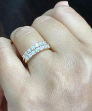 Load image into Gallery viewer, Two Pieces Round Cut Moissanites Band Anniversary Band Half Eternity 14k Solid Yellow Gold Prong Engagement Band Gold Ring Wedding Band 1.20

