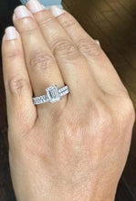 Load image into Gallery viewer, GIA Certified Emerald Cut And Round Cut Natural Diamond Engagement Ring And Matching Band Bridal Set 14k Solid White Gold Wedding Set 2.40ct
