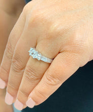 Load image into Gallery viewer, Princess And Round Cut Diamond Engagement Ring Antique Style Set In IGI Certified 14k Solid White Gold Wedding Ring Three Stone Style 1.60ct
