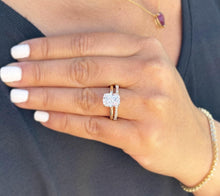 Load image into Gallery viewer, Cushion Round And Baguettes Cut Diamond Engagement Ring And Matching Band Solitaire Ring IGI Certified 14k Solid Yellow Gold Bridal Set 3.30
