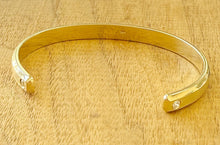 Load image into Gallery viewer, Two Round Natural Diamonds 0.20ct 14K 18K Solid Heavy White Gold Yellow Gold Rose Gold Men's Cuff Bangle 6mm Width Knife Cut Edges Brush Top
