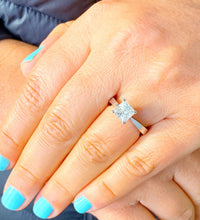 Load image into Gallery viewer, Princess Cut Diamond Engagement Ring Solitaire IGI Certified Set In 14k Solid White Gold Wedding Bridal Ring Four Prong Cathedral Set 1.20ct
