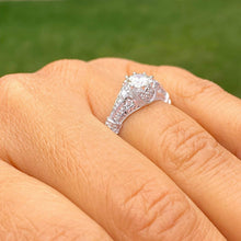 Load image into Gallery viewer, Round Cut Diamond Engagement Ring IGI Certified Bridal Ring Antique style Wedding Ring Set In 14k Solid White Gold Prong Set Filigree 1.65ct
