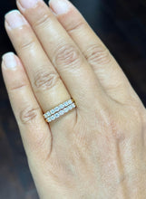 Load image into Gallery viewer, Two Pieces Round Cut Moissanites Band Anniversary Band Half Eternity 14k Solid Yellow Gold Prong Engagement Band Gold Ring Wedding Band 1.20
