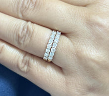 Load image into Gallery viewer, Two Pieces Round Cut Moissanites Band Anniversary Band Half Eternity 14k Solid Yellow Gold Prong Engagement Band Gold Ring Wedding Band 1.20
