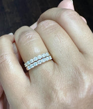 Load image into Gallery viewer, Two Pieces Round Cut Moissanites Band Anniversary Band Half Eternity 14k Solid Yellow Gold Prong Engagement Band Gold Ring Wedding Band 1.20
