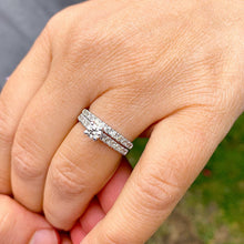 Load image into Gallery viewer, Round Cut Diamond Engagement Ring And Matching Band Wedding Bridal Anniversary Natural Diamonds Bridal Set In 14k Solid White Gold 1.00ctw
