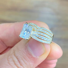 Load image into Gallery viewer, Radiant Cut Moissanite And Round Cut Sides Engagment Ring And Matching Band Bridel Set Women's Wedding Set 14k Solid Yellow Gold 3.30ctw
