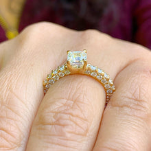 Load image into Gallery viewer, GIA Certified Asscher Cut Center and Round Cut Sides Natural Diamond Engagement Ring Prong Set Wedding Ring 14K Solid Yellow Gold 2.60ctw
