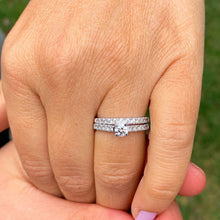 Load image into Gallery viewer, Round Cut Diamond Engagement Ring And Matching Band Wedding Bridal Anniversary Natural Diamonds Bridal Set In 14k Solid White Gold 1.00ctw
