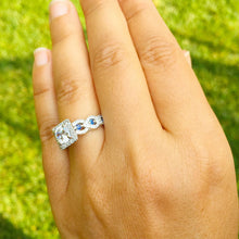 Load image into Gallery viewer, GIA Certified Natural Round Cut Diamonds And Sapphire Halo Style Engagement Ring 14K Solid White Gold Bridal Wedding Ring Twisted Shank 2.00
