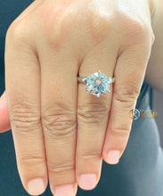 Load image into Gallery viewer, Large FIVE Carat Round Cut Moissanite Engagement Ring Solitaire Set Bridal Ring Prong Set Wedding Ring in 14k Solid White Gold Ring For Her
