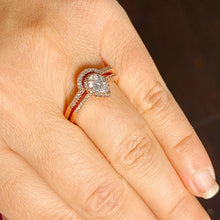 Load image into Gallery viewer, Pear Shape Moissanite And Round Cut Sides Natural Diamond Halo Engagement Ring And Matching Band In 14k Solid Rose Gold Wedding Bridal 1.50
