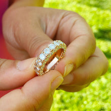 Load image into Gallery viewer, Round Cut Moissanite Three Sided Eternity Band Set Anniversary Band Prong Set Wedding Band In 14k Solid Rose Gold Eternity Band For Her 4.00

