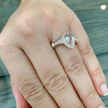 Load image into Gallery viewer, Natural Pear Morganite Ring And Natural Round Cut Side Diamond Ring 14k Solid Rose Gold Wedding Ring Halo Design Engagement Ring 2.50ctw
