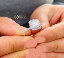 Load image into Gallery viewer, Cushion And Round Cut Diamond Engagement Ring IGI Certified 14K Solid White Gold Bridal Ring Halo Style Wedding Propose Ring 2.50ctw F-VS2
