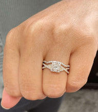 Load image into Gallery viewer, GIA Certified Princess Cut And Round Cut Sides Natural Diamond Engagement Ring And Matching Band Halo Bridal Set 14k solid yellow gold 1.20
