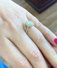 Load image into Gallery viewer, Oval Cut Moissanite Center and Round Cut Sides Engagement Ring Halo Style Wedding Bridal Ring In 14k Solid Yellow Gold Ring For Her 1.20ctw
