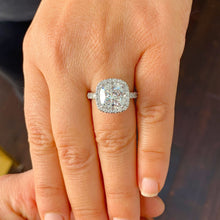 Load image into Gallery viewer, Cushion Cut Moissanite and Round Cut Sides Natural Diamond Engagement Ring Halo Style In 14k Solid White Gold Bridal Wedding Ring 5.50ctw
