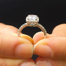 Load image into Gallery viewer, Cushion Cut Moissanite And Natural Round Cut Sides Diamond Engagement Ring 14k Solid White Gold Bridal Ring Halo Style Wedding Ring 1.90ctw
