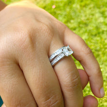 Load image into Gallery viewer, Princess Cut Moissanite Engagement Ring And Mtching Band Bridal Set 14K Solid And Heavy White Gold Wedding Set Women's Ring For Her 2.85ctw
