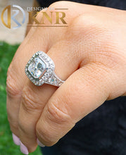 Load image into Gallery viewer, Asscher Cut Moissanite and Round Cut Sides Cvd Diamonds Bezel Engagement Ring Women's 14k Solid and Heavy White Gold Wedding Ring 3.70ctw
