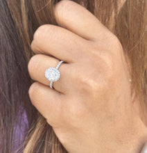 Load image into Gallery viewer, Oval Shape Moissanite Center And Round Cut Sides Engagement Ring Halo Ring Style Wedding Bridal Ring For Her In 14k Solid White Gold 2.60ctw
